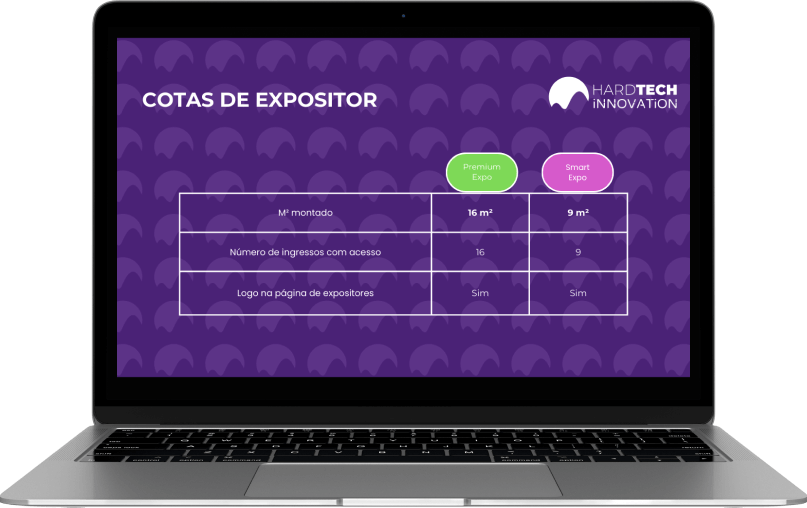 Tela de notebook com Informações do evento