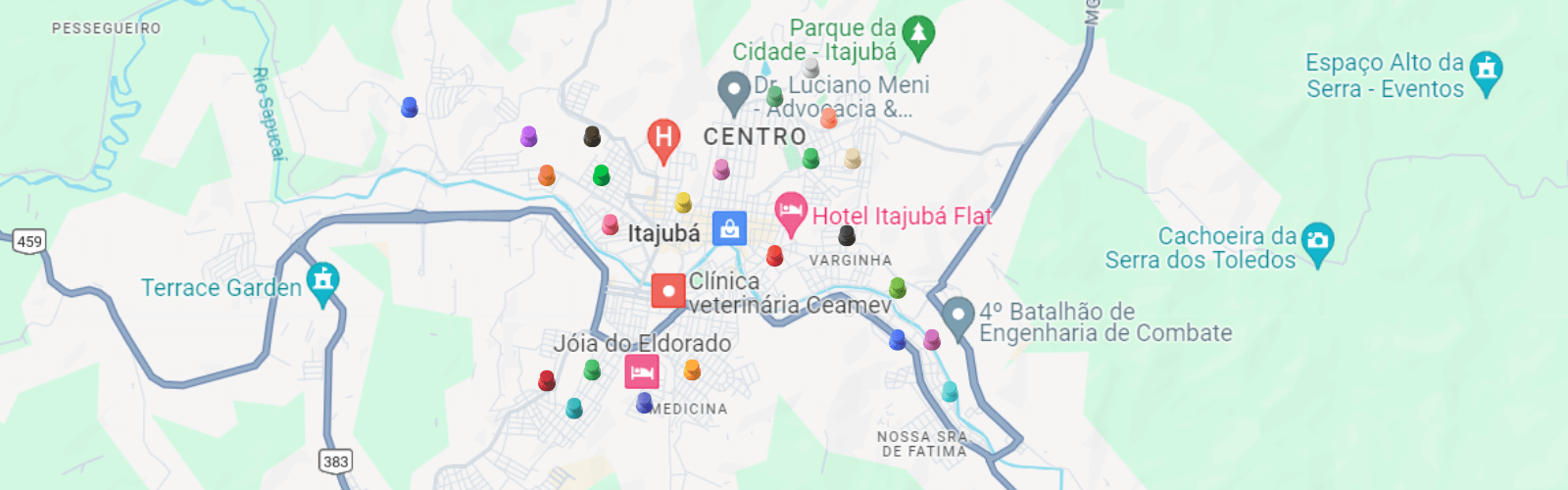 Mapa Itajubá - marcações do evento